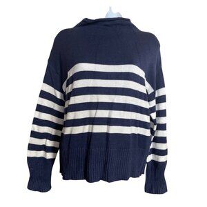 Truth By Republic Sweater Womens  XS  Viscose Blend Striped Navy Blue White